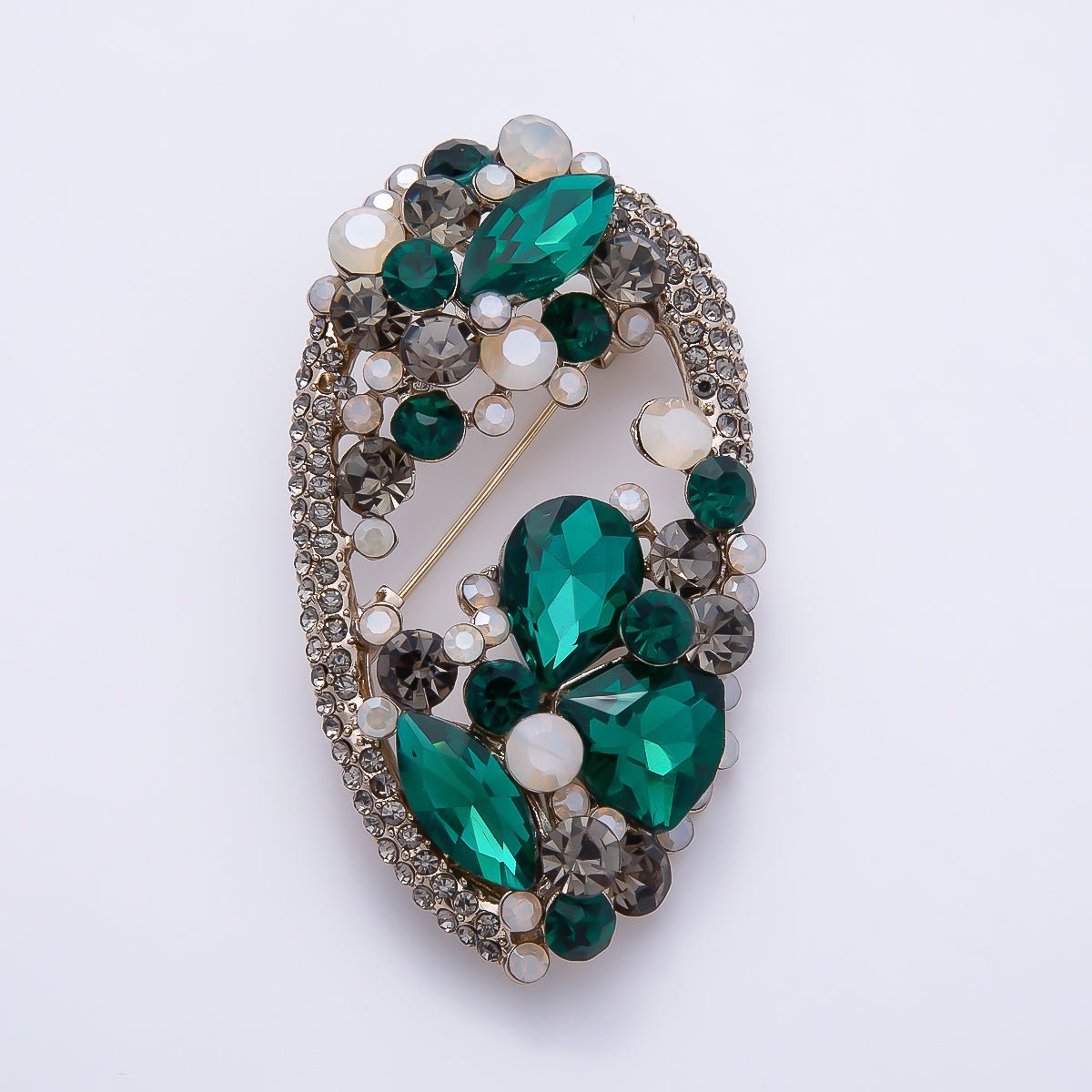 Multicolor Crystal Oval Statement Brooch