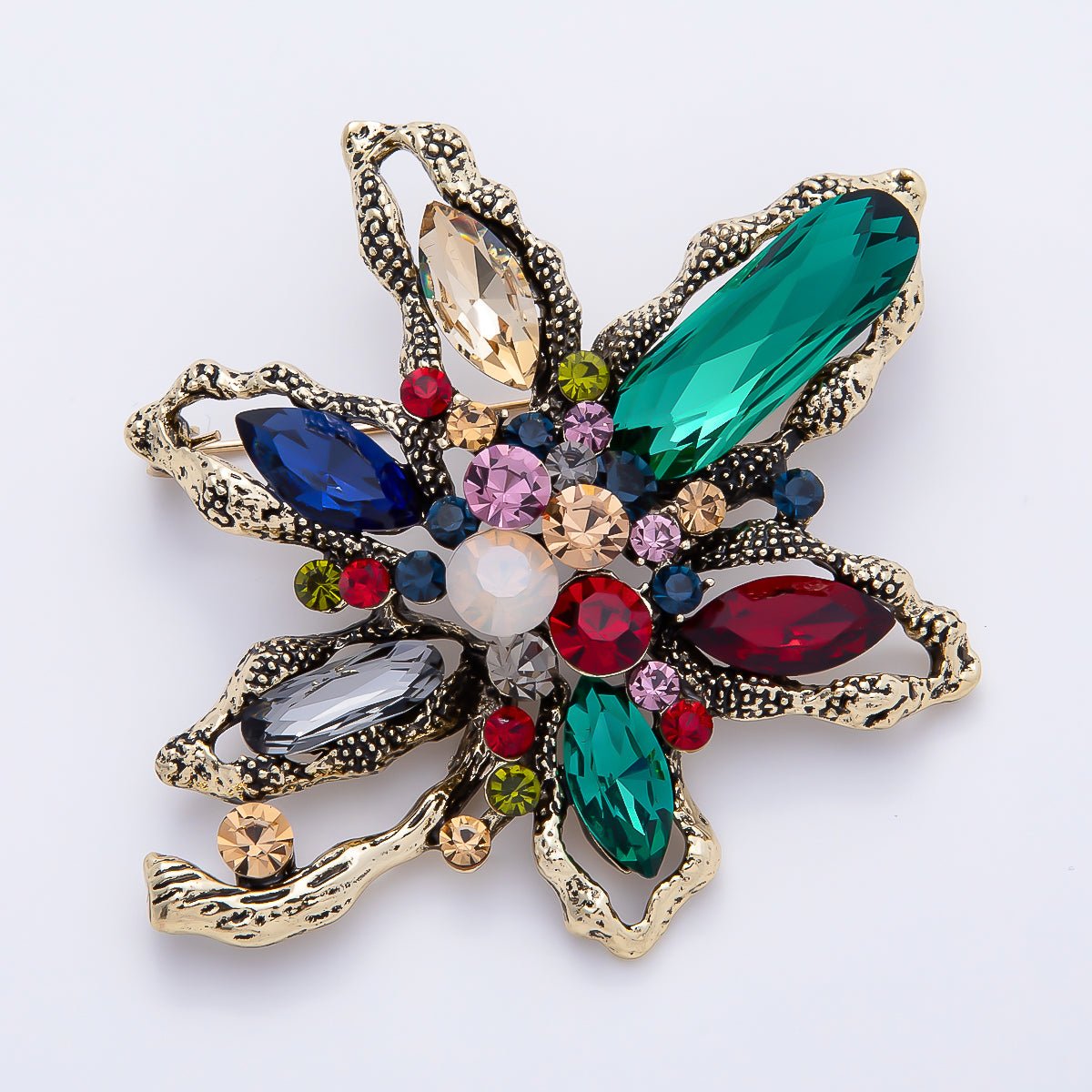 Multicolor Crystal Molten Flower Brooch