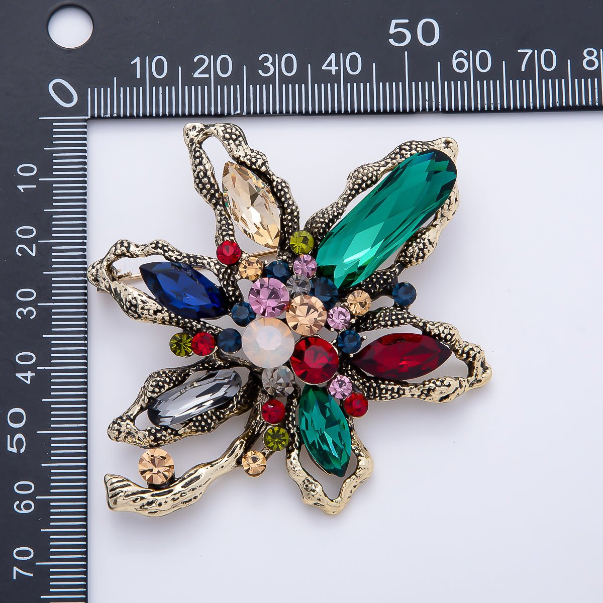 Multicolor Crystal Molten Flower Brooch