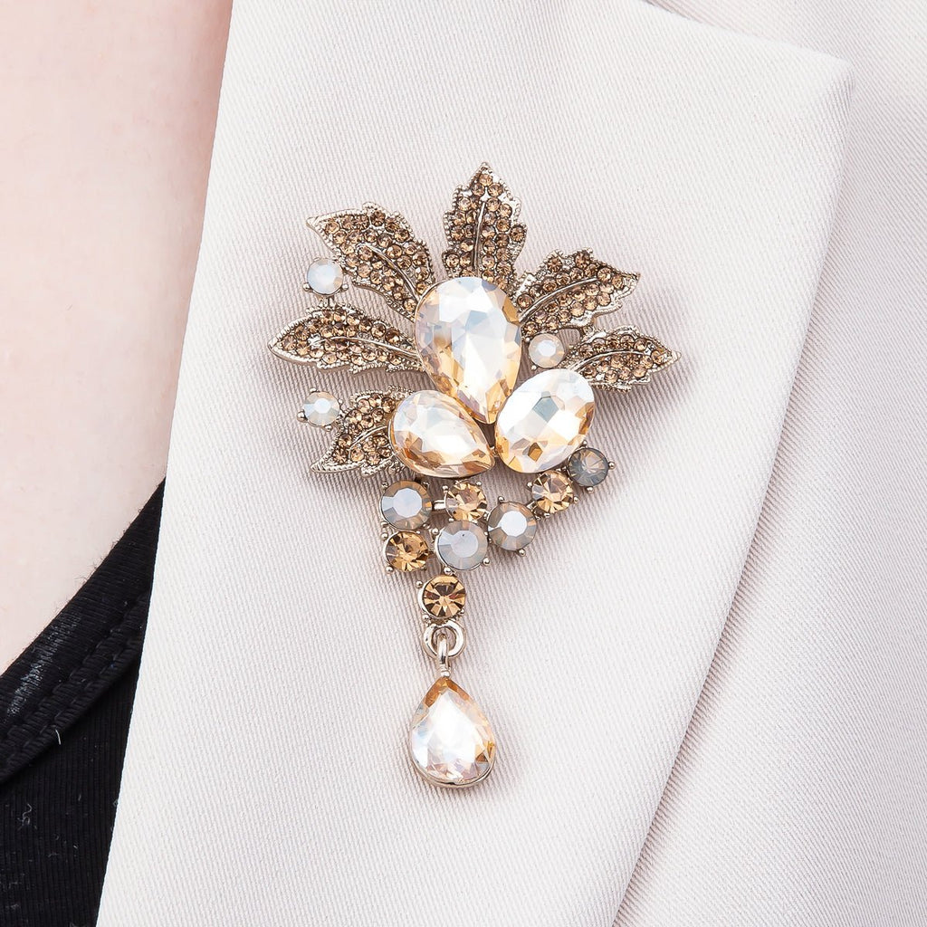 Multicolor Crystal Flower Brooch