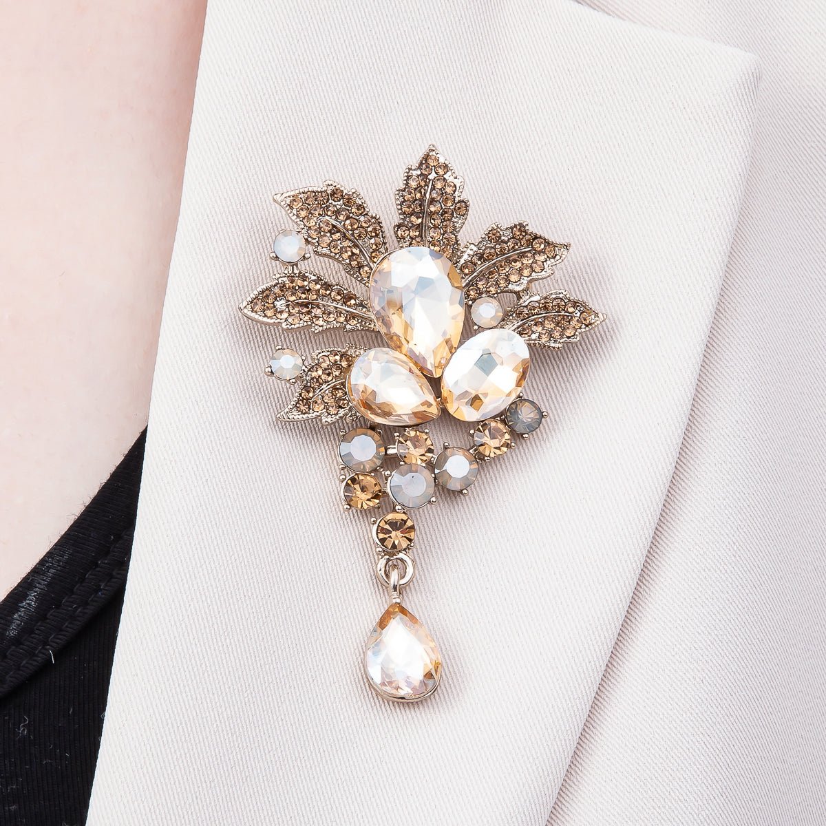 Multicolor Crystal Flower Brooch