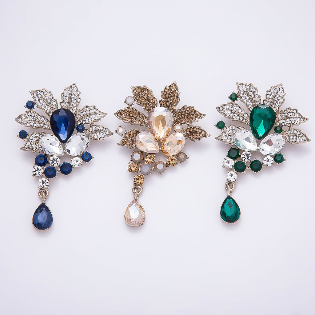 Multicolor Crystal Flower Brooch