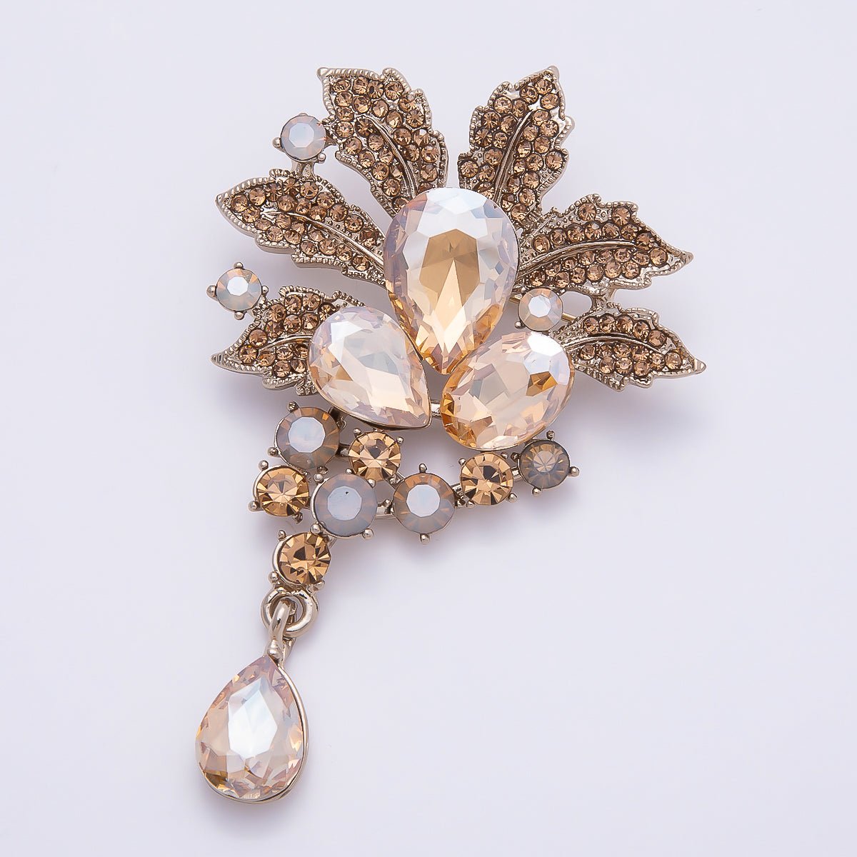 Multicolor Crystal Flower Brooch