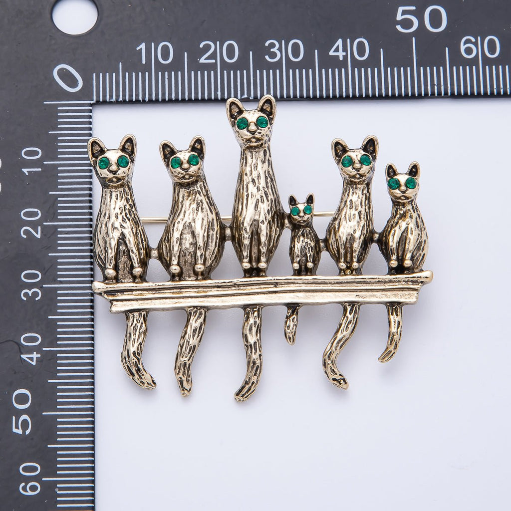 Vintage Gold Cat Kitten Pet Animal Pin Brooch | BH-063