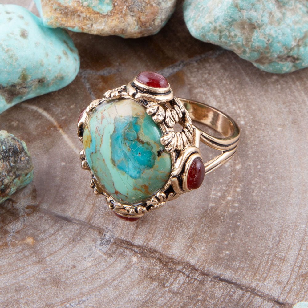 Wilder Blue Turquoise Golden Statement Ring