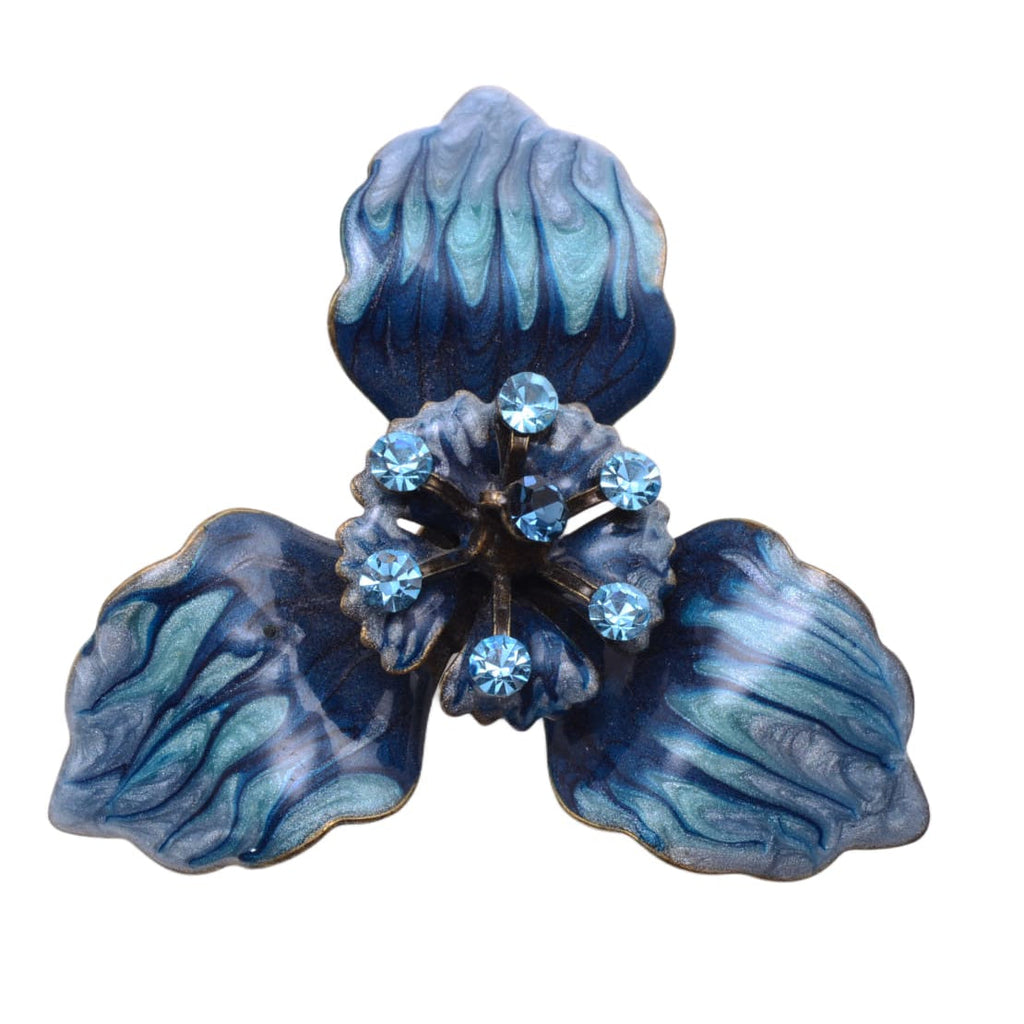 Vintage Blue Enamel Flower Brooch